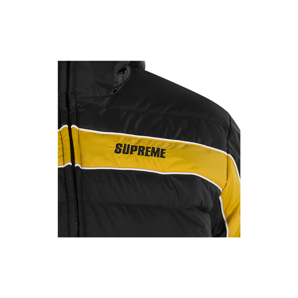 supreme stripe panel down jacket black