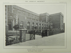 General View, Madison School, St. Louis, MO, 1914, Lithograph. Ittner. – St. Croix Architecture