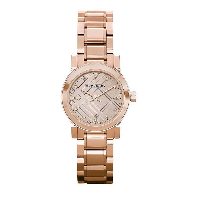 burberry rose gold check watch