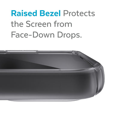 View of top of phone case laying on its back - Raised bezel protects the screen from face-down drops.