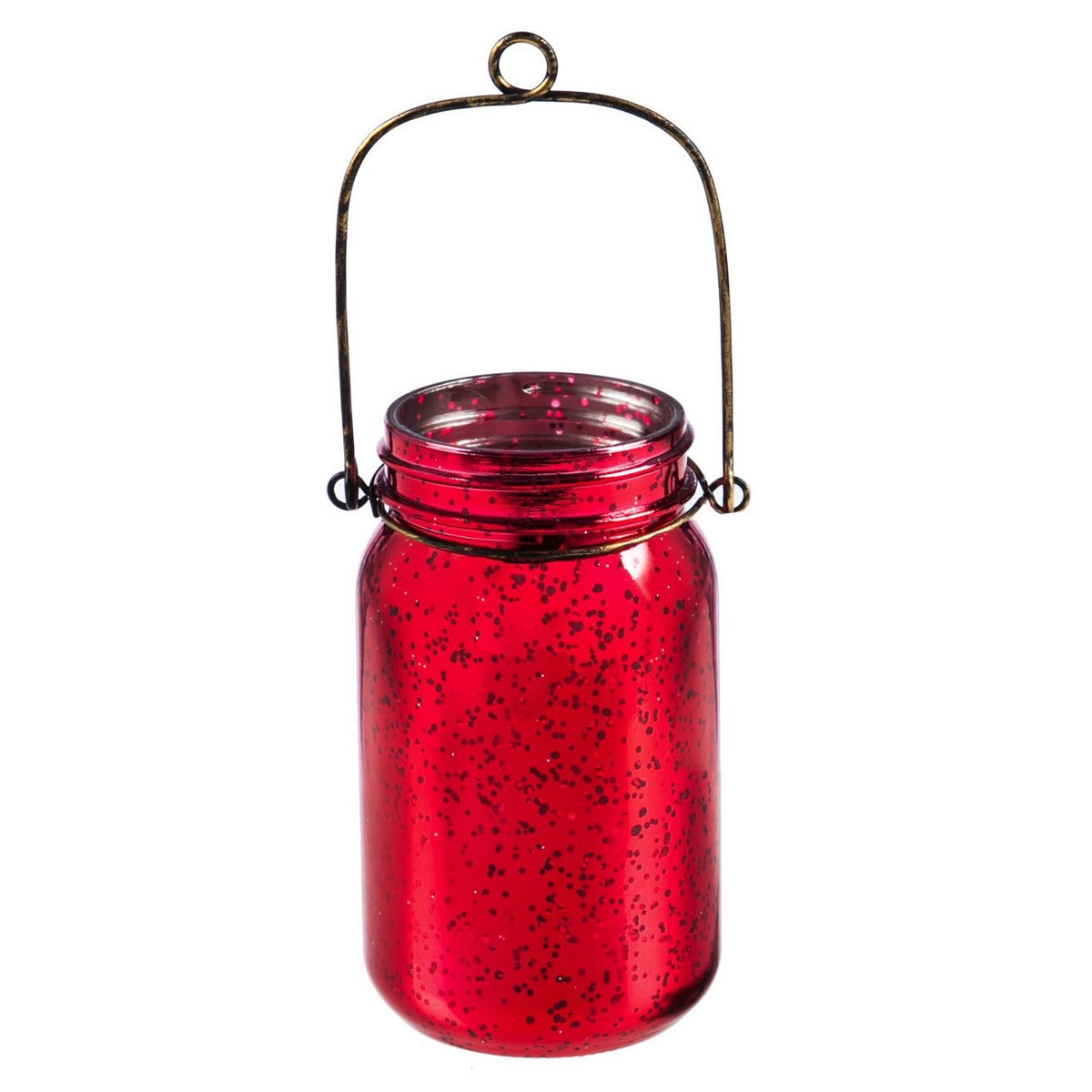 Mercury Glass  Jar w/ lid Red 19" 
