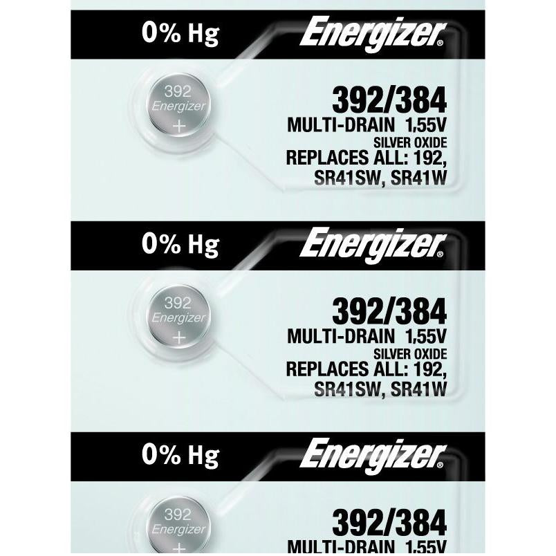 Energizer 392/384 Silver Oxide Button Cell, 1.55V Multi-Drain - Tear Strip of 5