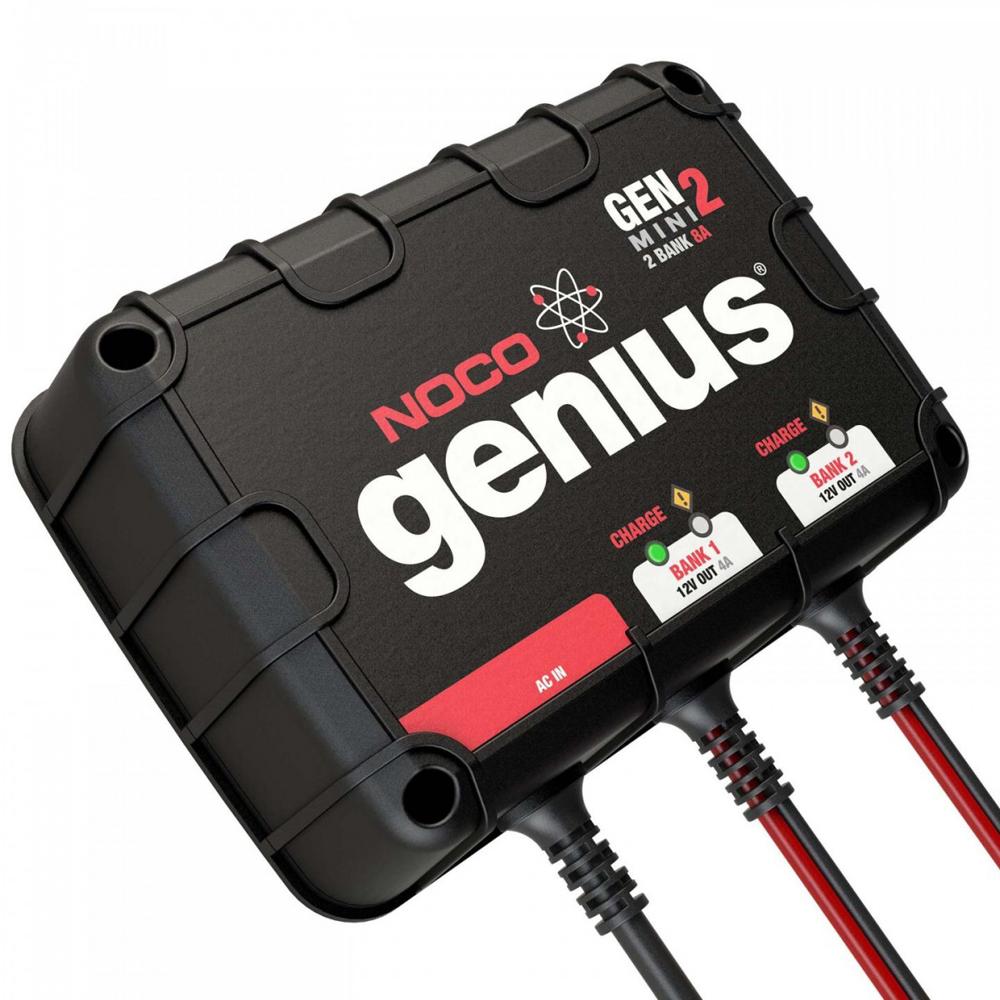 NOCO Genius Mini 2-Bank 8 Amp On-Board Battery Charger - Discontinued, use GEN5X2