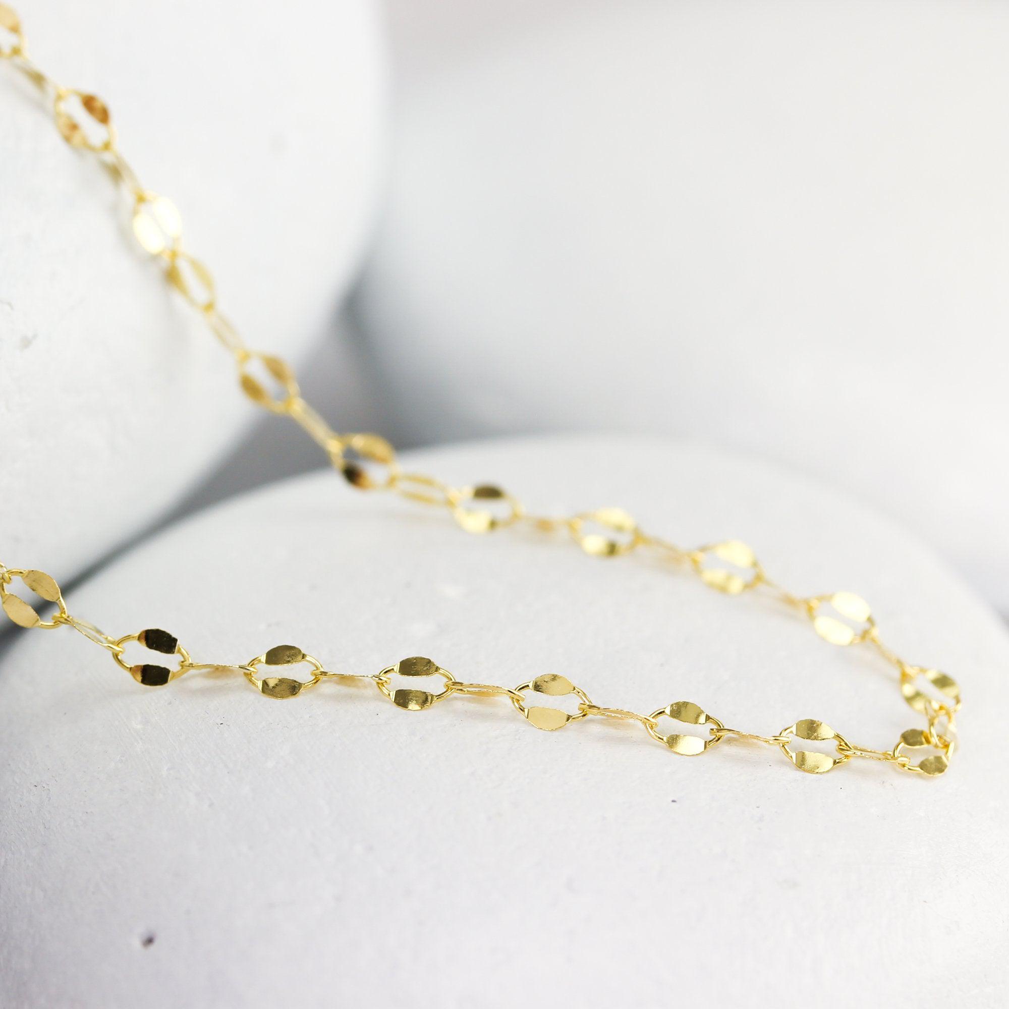 14k gold mirror chain link necklace