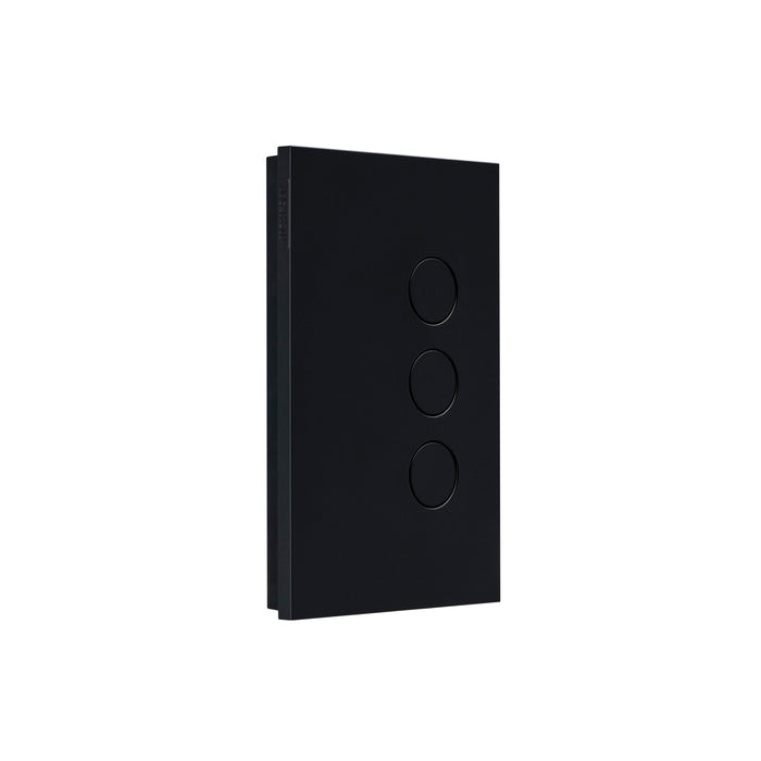 Clipsal Saturn Zen Switch 3 Gang Push Button LED, Matt Black