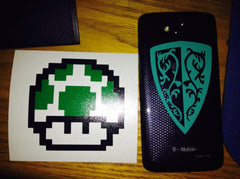 1-UP Mushroom & Dark Souls Grass Shield Vinyl Sticker Decals