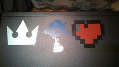 Kingdom Hearts Crown, Sonic, & 8-bit Heart Container Vinyl Sticker Decals