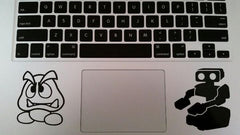 Goomba and ROB Vinyl Sticker Decal on a macbook