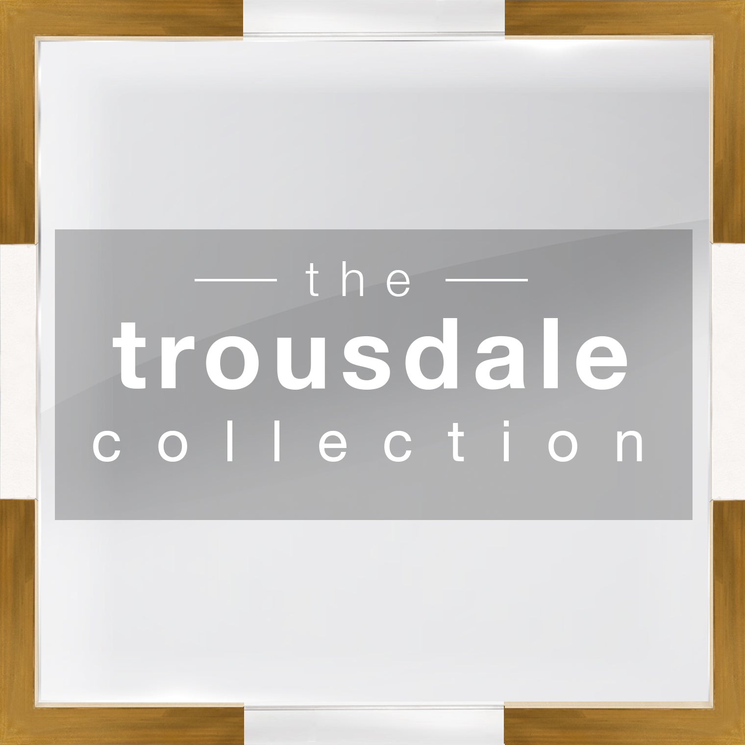 Gray background, gold-brown and white block border, white-lettered 'the Trousdale Collection' inside center shaded rectangle
