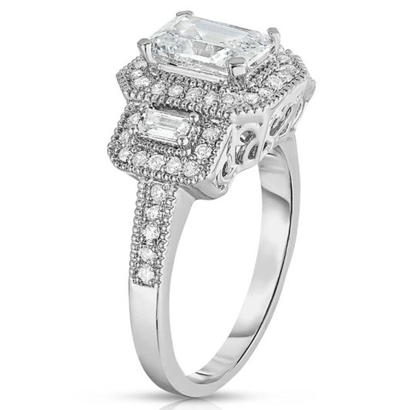 Barzel White Gold Plated Princess-Cut Cubic Zirconia Engagement Ring