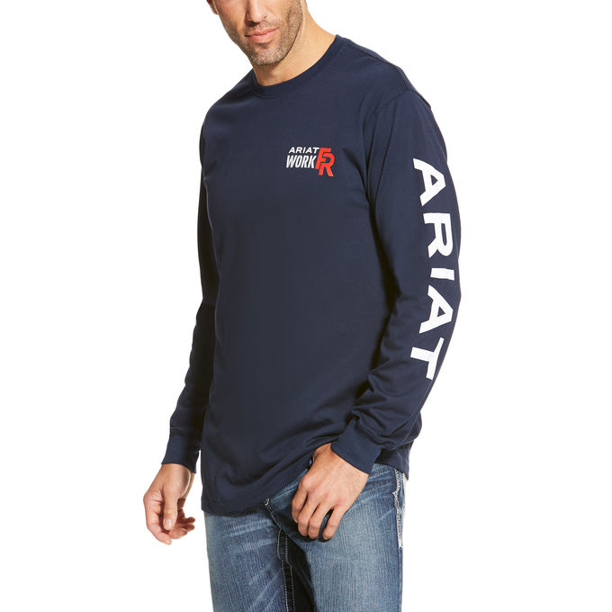 Ariat FR Work Crew Logo Shirt -Navy 