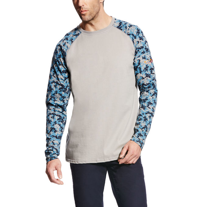 Ariat FR baseball tee silver fox camo 