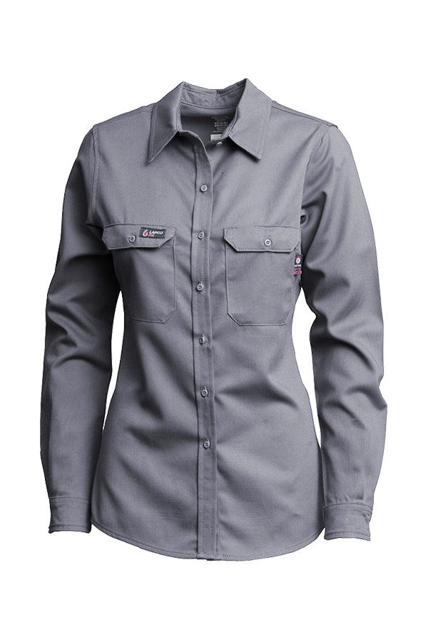 Lapco FR 7 oz Ladies Uniform Shirts-UltraSoft Blend in Gray, Khaki, and Navy