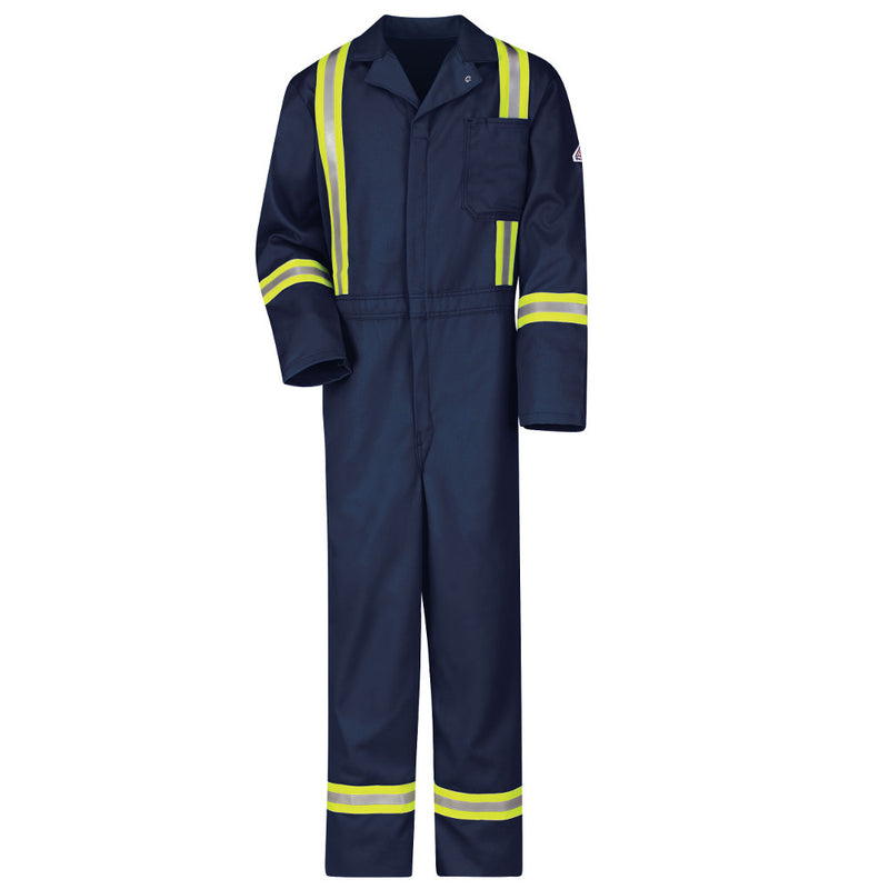 Bulwark FR fire retardant 9 OZ HI-VIS REFLECTIVE NAVY EXCEL FR CLASSIC COVERALL - CECTNV