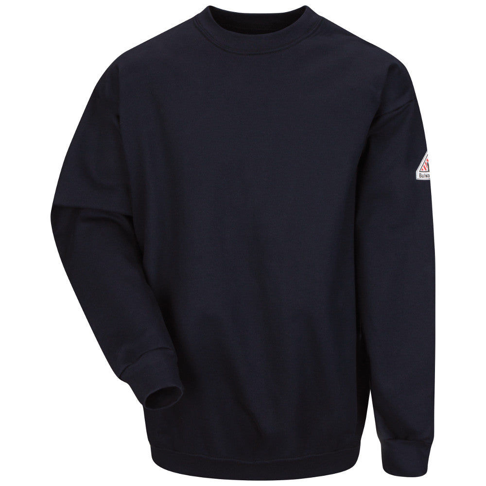 Bulwark FR fire retardant Navy Cotton/Spandex Brushed Fleece Sweatshirt - CAT 2 - SEC2NV