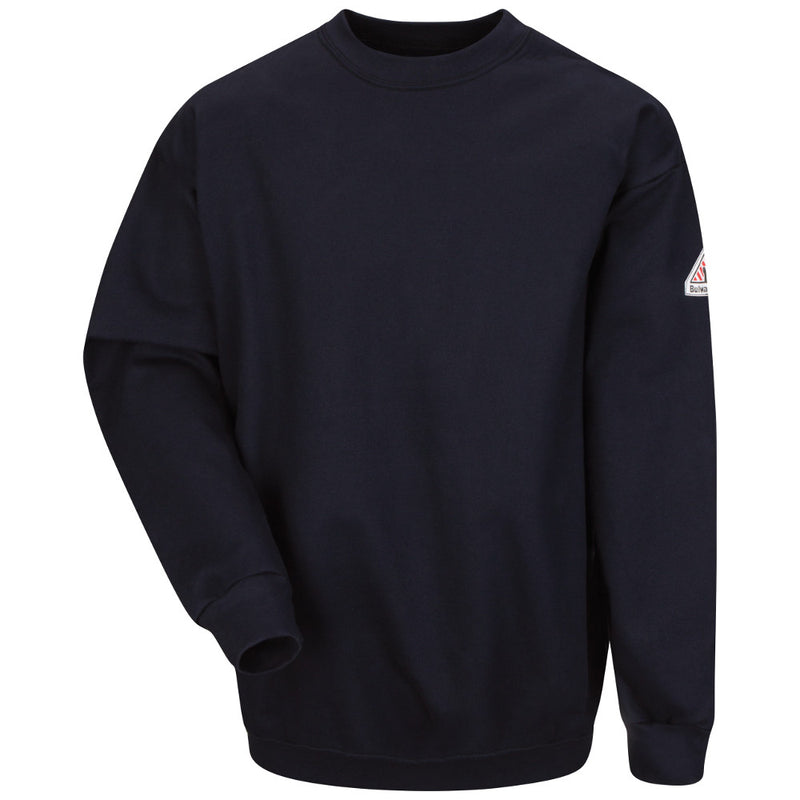 Bulwark FR fire retardant Navy Cotton/Spandex Brushed Fleece Sweatshirt - CAT 2 - SEC2NV