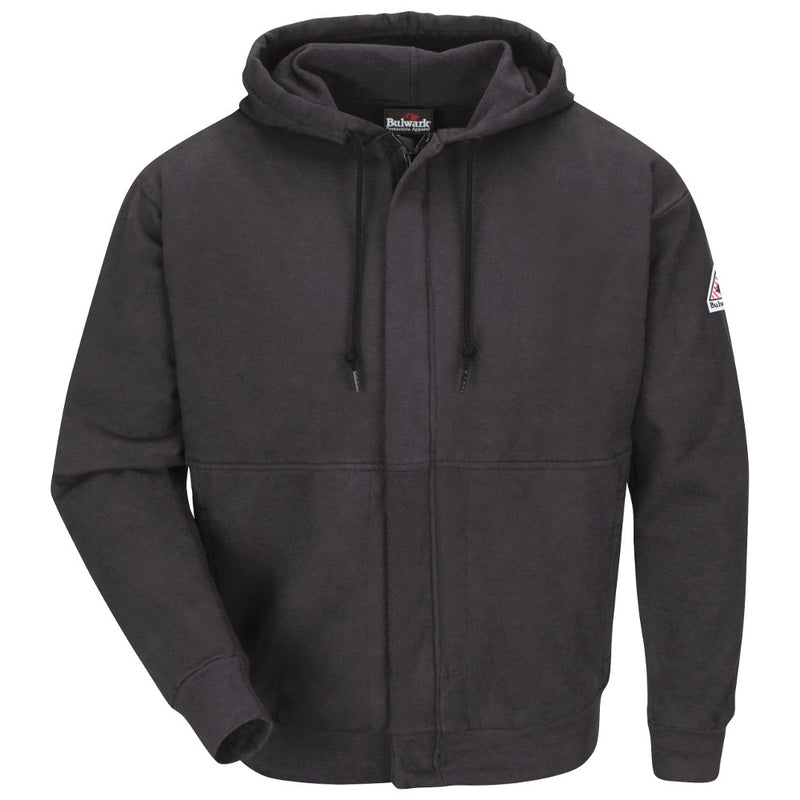 Bulwark FR fire retardant Zip-Front Hooded Sweatshirt - Cotton/Spandex Blend - CAT 2 - SEH4 in Charcoal and Navy