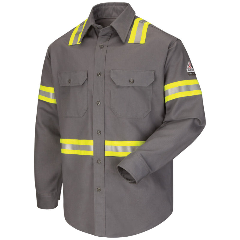 Men's Bulwark FR fire retardant Enhanced Visibility Uniform Shirt with Reflective Striping - EXCEL FR® ComforTouch® - 7 oz. - CAT 2 - SLDT