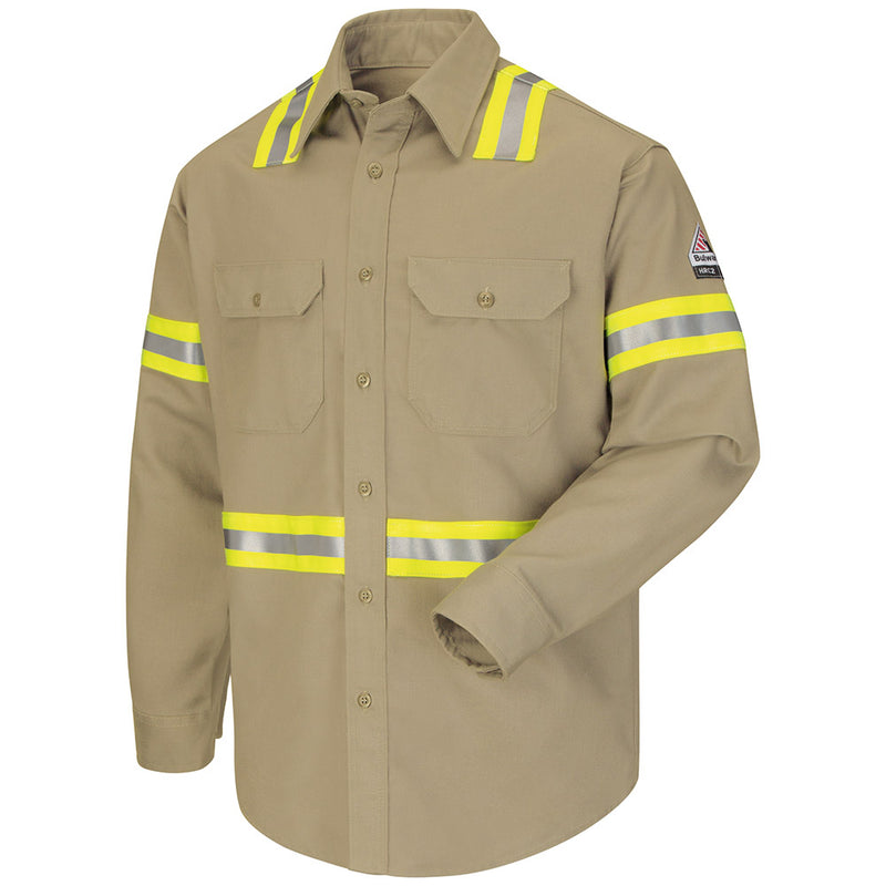 Men's Bulwark FR fire retardant Enhanced Visibility Uniform Shirt with Reflective Striping - EXCEL FR® ComforTouch® - 7 oz. - CAT 2 - SLDT