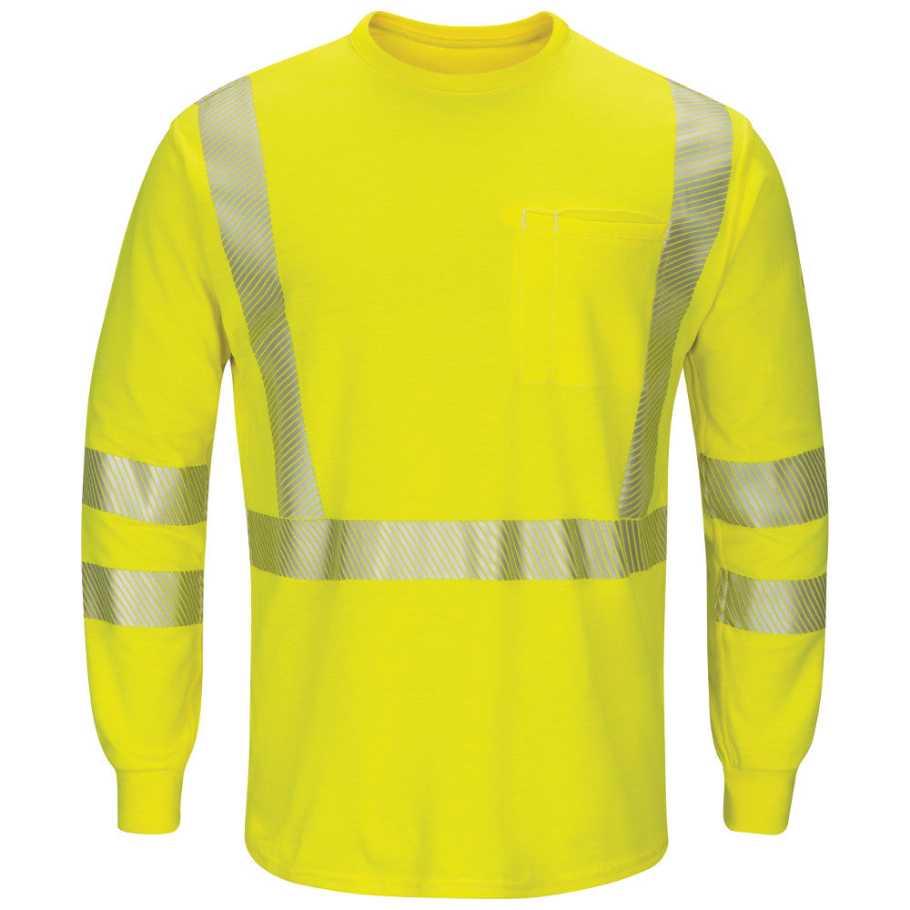 Men's FR Bulwark Hi-Visibility Lightweight Long Sleeve T-Shirt SMK8HV