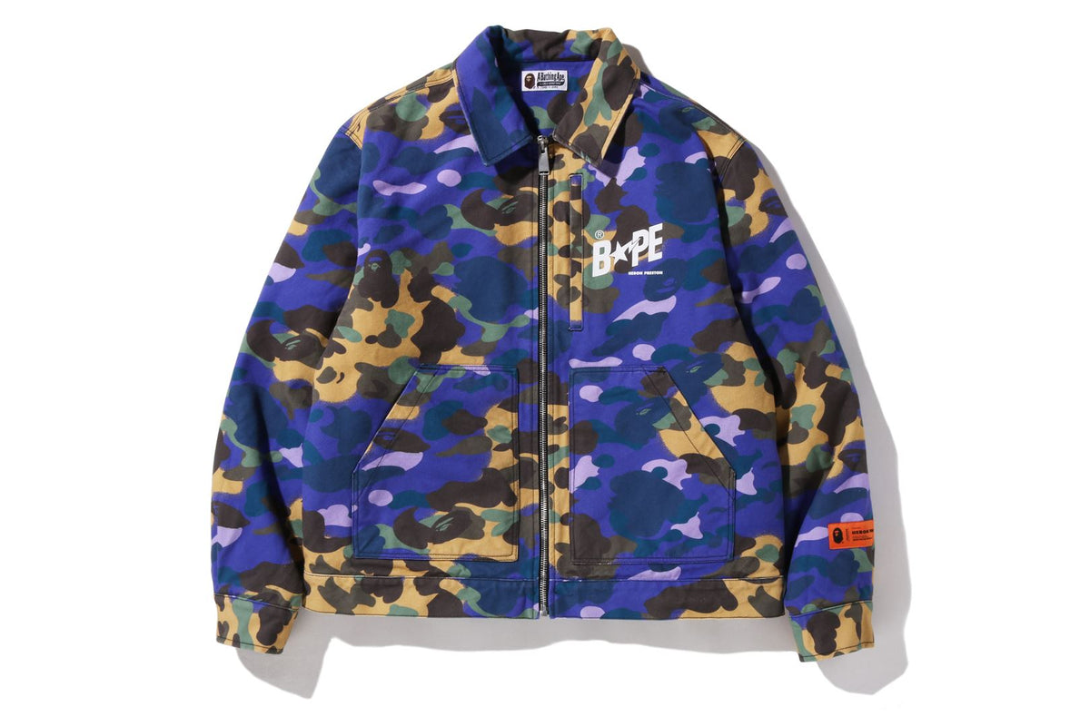 【 BAPE X HERON PRESTON 】MIX 1ST CAMO DUCK TRACKER JACKET M