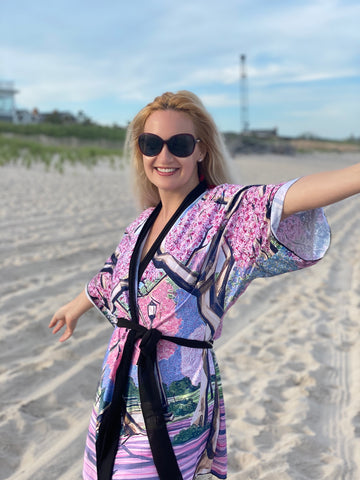 Annika Connor wearing the Cherry Blossom Kimono Robe