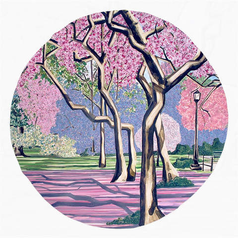 Cherry Blossoms Rounded Beach Towel