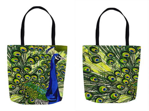 Peacock Tote Bag, Front and Back sides