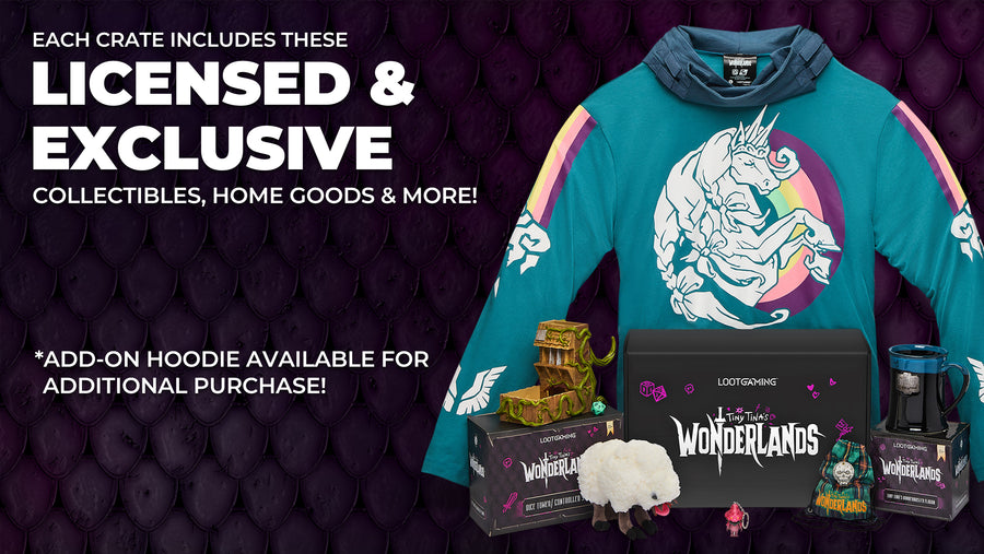Get these licensed and exclusive Tiny Tina's Wonderlands gear and goods in this crate!