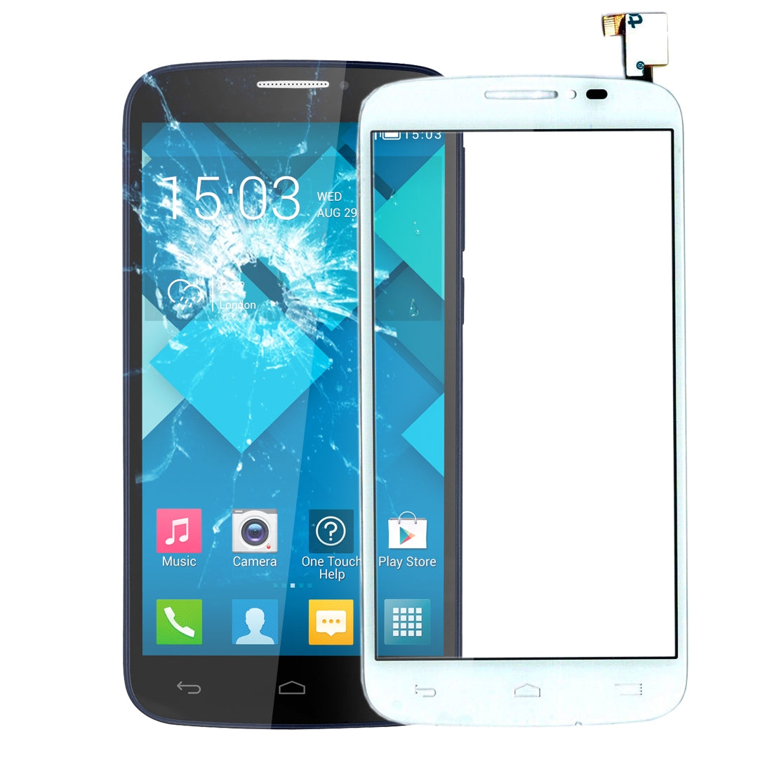 grond draai commando Touch Screen Digitizer Alcatel One Touch Pop C7 7040 / 7041 White