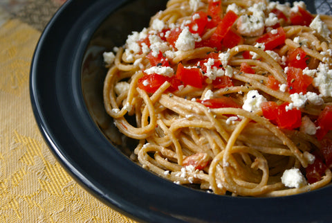 Pasta with Olive Tapenade, Feta and Tomato 