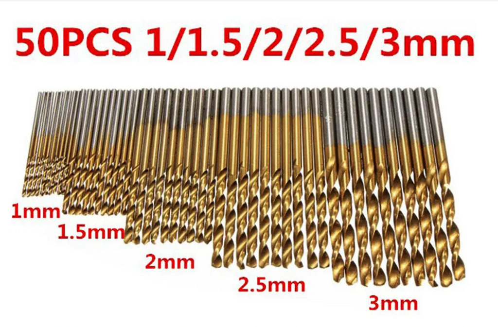 50Pcs/Set Twist Drill Bits HSS High Steel Titanium Saw Drilling Bits Wood Metal 