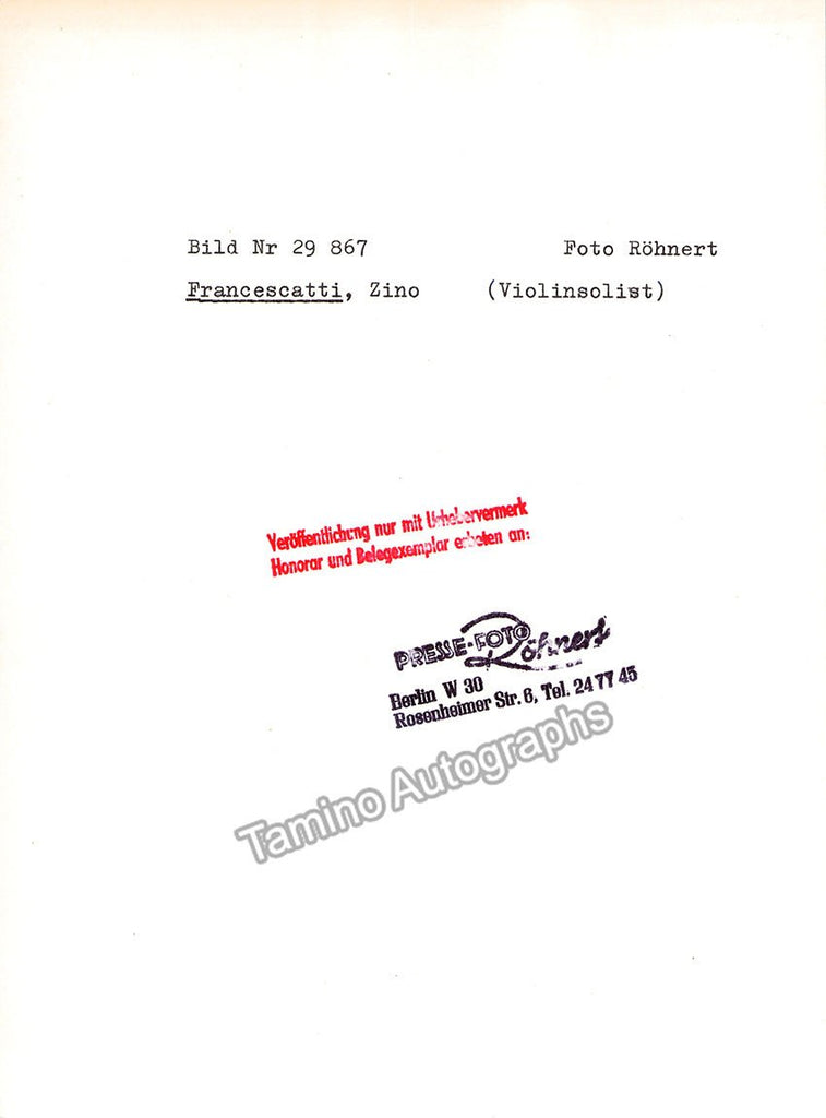 Francescatti, Zino - Signed Program 1959