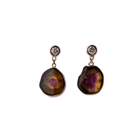 1 DIAMOND WATERMELON SLICE DROP EARRINGS