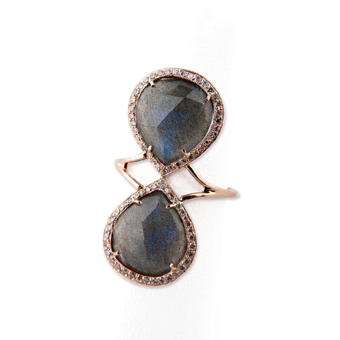 LABRADORITE TEARDROP TRINITY RING