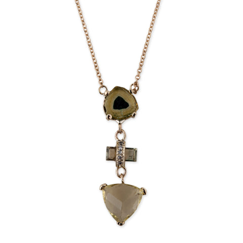 YELLOW WATERMELON SLICE BAGUETTE AND PYRAMID NECKLACE