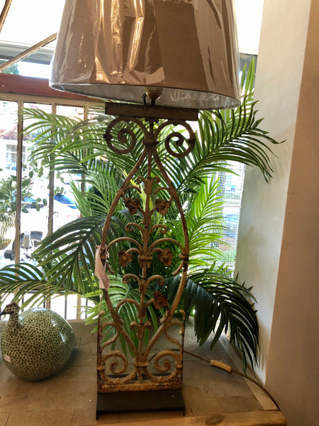 French forged iron lamp