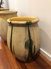 Olive pot with yellow glaze