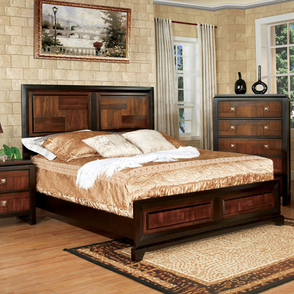 Patra Asian Contemporary Acacia Walnut Bed