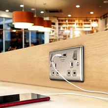 Load image into Gallery viewer, Masterplug Brushed Steel Double Switched Socket with USB Outlets - iBuy Africa 

