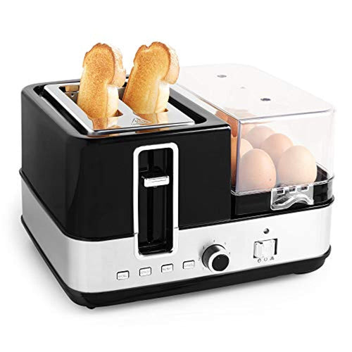 VonShef 5 in 1 Toaster, Egg Boiler & Poacher, Breakfast Multi-Cooker with Interchangeable Plates & Steamer Function - iBuy Africa 