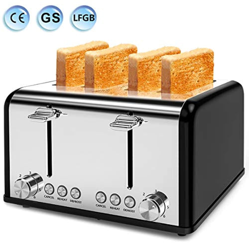 Toaster 4 Slice, Morpilot Toaster Stainless Steel Toaster (Black) - iBuy Africa 