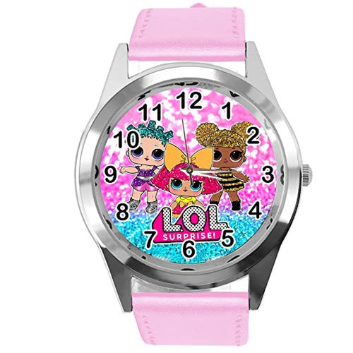 TAPORT® Watch Analogue Quartz with Real Leather Band Pink Round for LOL Dolls Fans - iBuy Africa 