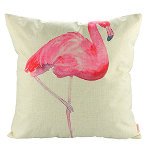Luxbon Set of 4Pcs Tropical Flamingo Decorative Cushion Covers 45x45cm Durable Cotton Linen Throw Pillow Case Garden Holiday Home Decors 18"x18" - iBuy Africa 