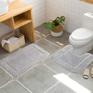 LOCHAS Soft Bath Mat Set, Includes 50X50cm Super Absorbent Toilet Mat and 53X86cm Microfiber Soft Shaggy Bathroom Rug, Non Slip Mats Carpet Machine Washable … - iBuy Africa 