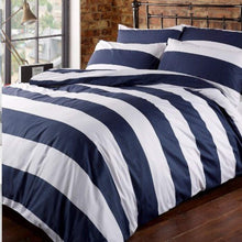 Load image into Gallery viewer, Louisiana Bedding Horizontal Navy &amp; White Stripe Duvet Cover - iBuy Africa 
