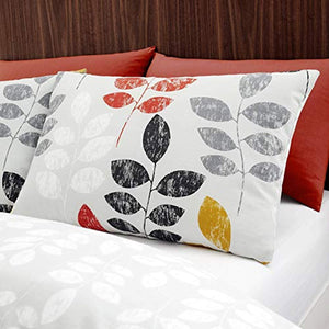 Happy Linen Company Floral Leaf Trail Botanical Grey Double Bedding Duvet Cover Set - iBuy Africa 