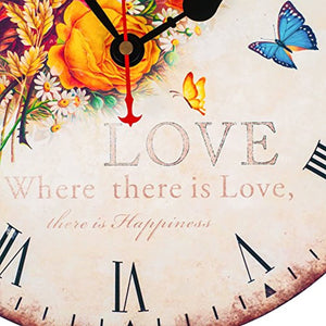 Art Beauty Round Wall Clock Decorative/Vintage Style (Rose, 12") - iBuy Africa 