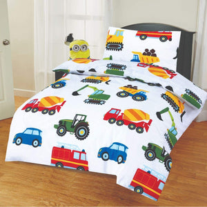 SleepyNights Junior Cot Bed Duvet Cover and Pillow Set Cars at Work - iBuy Africa 
