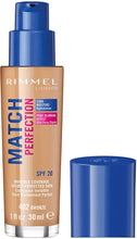 Load image into Gallery viewer, Rimmel London Match Perfection Liquid Foundation, Hydrated And Radiant glowing Effect With Smart-Tone Technology And Spf 20 Formula, 90 Porcelain - iBuy Africa 
